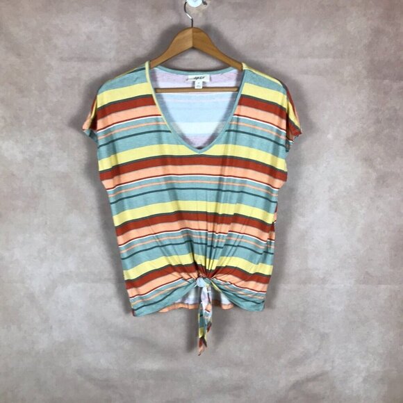 Style & Co. Soft Pastel Striped Knot Front T-Shirt NEW SMALL - Picture 5 of 6